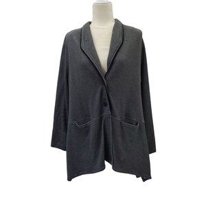 NEW KIYO Long Oversized Black Cardigan Sweater Cozy Buttons Relaxed Pockets S